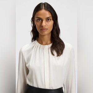 HUGO Collarless Regular-fit Blouse in Stretch Silk